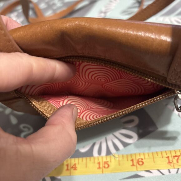 Vintage HOBO Camel Tan Leather Crossbody Wallet Y2K - Picture 4 of 8